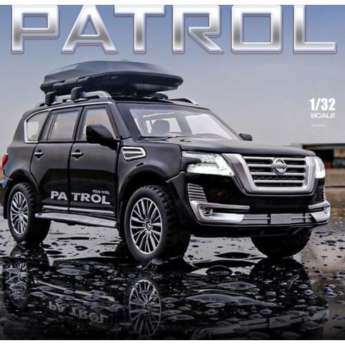 New 1:32 Nissan PATROL Y62 Car Model Diecast Alloy Car Travel Rack With Sound Light Pull Back Collection Toy Car For Kids Gifts