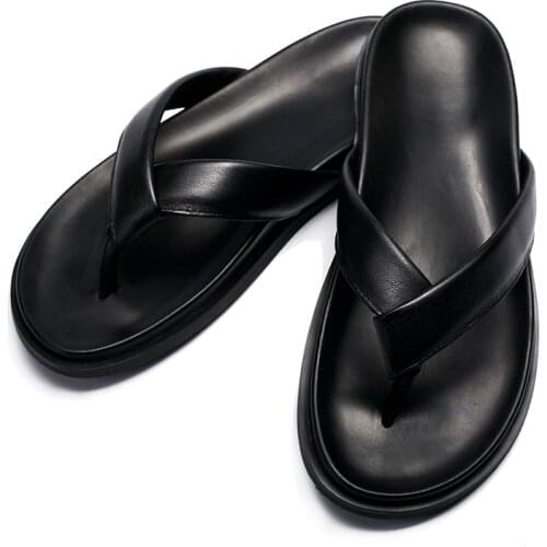 Slipper men summer mens flip-flops summer leather trend anti-slip casual foot beach shoes fashion men 39-44