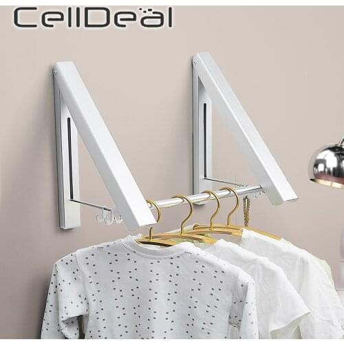 Wall-mounted Foldable Drying Rack Retractable Aluminum Alloy Clothes Hanger Perforated Balcony Bathroom Invisible Drying