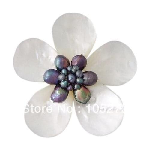 New Arriver Shell Flower Jewelry Daisy Delight Mother Of Pearl Black Freshwater Pearl Pin Brooch Top Quality 4-25mm Hot Sale