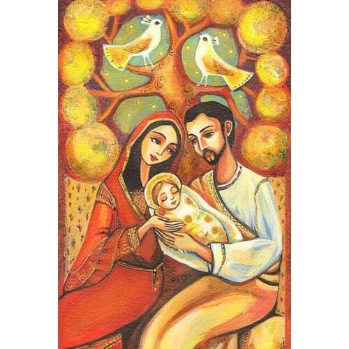 Oneroom Nativity Holy Family Mary With Child Baby Jesus Tree Of Life Diamond Painting Embroidery Diamond Mosaic