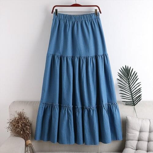Autumn and winter new Tulle Skirt Women 2020 Elastic High Waist High waist is thin elastic waist large hem solid color Skirts