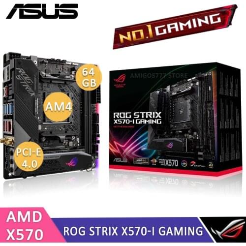 Socket AM4 Asus ROG STRIX X570-I GAMING Motherboard AMD Ryzen DDR4 128GB CHAI PCI-E 4.0 RGB AMD X570 Placa-Mãe AM4 Mini-ITX New