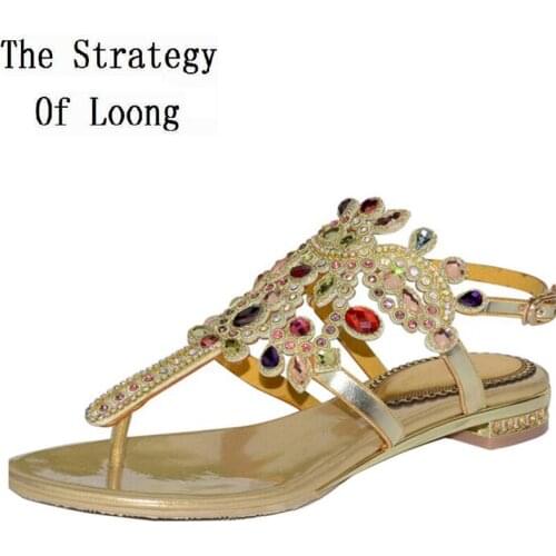 Summer New Fashion Bling Plus Size 42 43 Women Rhinestone Crystal Gladiator Sandals Ladies Buckle Back Strap Shoes 20200309