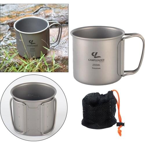 Foldable Camping Mug Hiking Water Cup Tourist Tableware Can be Boiled Picnic Utensils Titanium Pot Only 40g Durable