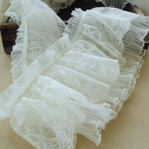 Wide13cm New organ pleated lace elastic lace belt girls leggings foot mouth Juanzi mouth wrist handmade DIY decorative materials