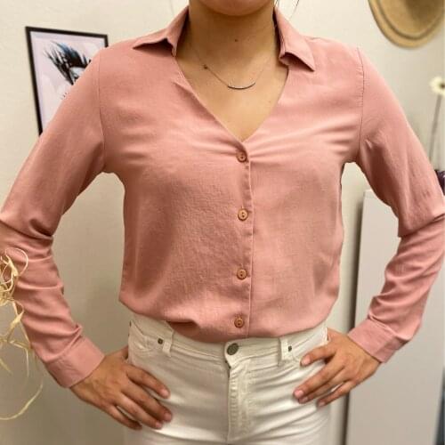 Women Shirts Cotton Tops and Blouses Long Sleeve Ladies Shirts Pink Office Wear женская розовая рубашка