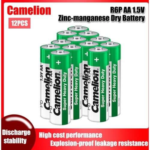 12PCS Camelion 1.5V AA Zinc-manganese Dry Battery R6P For Electric toothbrush Toy Flashlight Mouse clock Dry Primary Battery