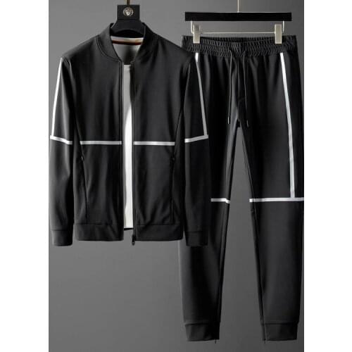 21C Autumn Winter Mens Sets (sweatshirt+pants) Luxury Stand Collar Mens Sweatshirt Elastic Waist Mens Pants Plus Size 5XL