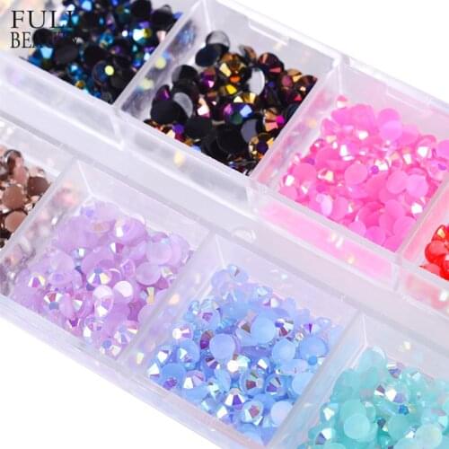 12 Color/Box 3mm Crystal Colorful Jelly Rhinestones 3D Nail Art Decor Glitter Gems Stones Manicure DIY Flatback Beads CH128-EF