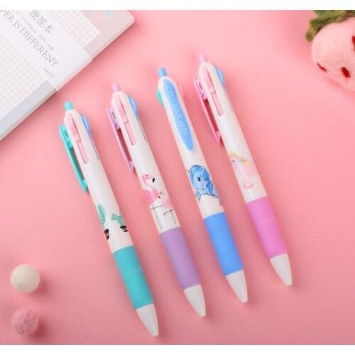 40pcs Multicolored Pen 4 In 1 Ballpoint Pen Cute Cartoon Rollerball Pen Kawaii Korean Stationery Pens for Writing School Things
