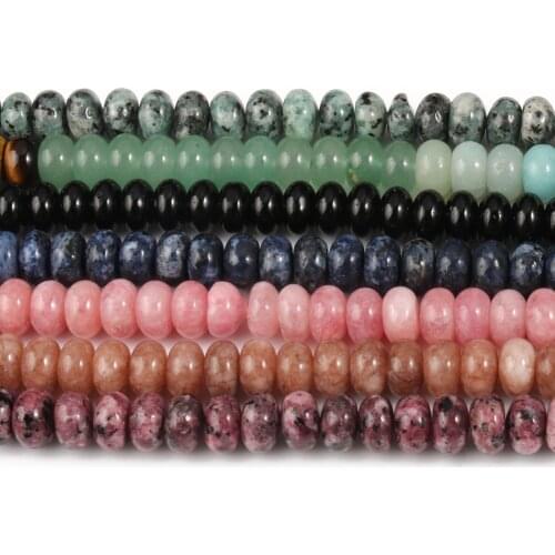 5x8mm Natural Stone Oblate Sopt Jaspers Sun Stone Beads Rondelle Loose Spacer Beads For Jewelry Making Diy Bracelet Accessories