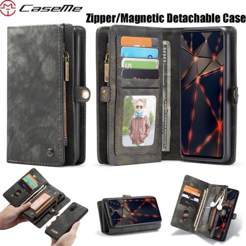 CaseMe For Samsung Galaxy A72 A52 A21S Original Business Wallet Luxury Magnetic Leather Cover Zipper Detachable Flip Phone Case