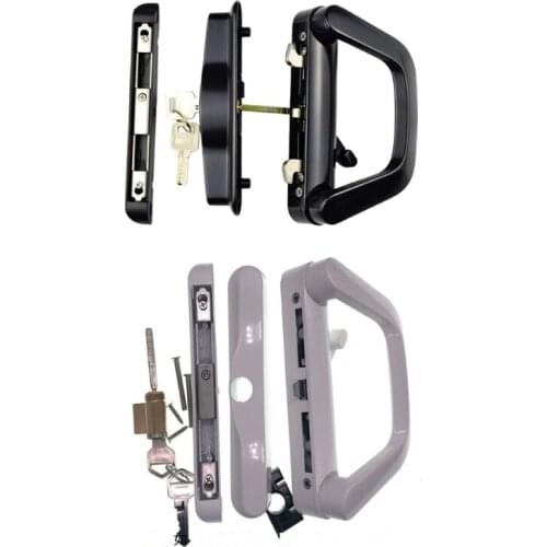 Zinc Alloy Patio Door Handle with Key Set Sliding Door Handle Set White/Black Mortise-Style Reversible