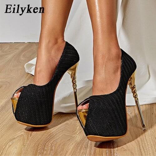Eilyken 2021 Spring/Autumn New Womens Nightclub Stripper Pumps Peep Toe Stiletto High Heels Platform Fashion Sexy Wedding Shoes
