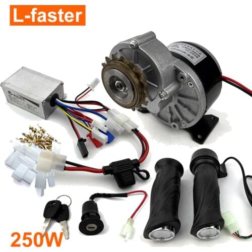 Freewheel Electric 250W Geared Motor Using 16 Teeth Bicycle Flywheel Sprocket Electric Controller And Throttle Handle Key Switch