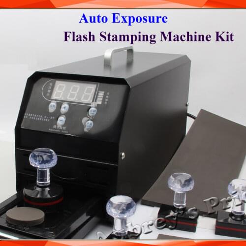 Auto Exposure 3Lamps Digital Display Photosensitive Flash Stamp Machine Stamping Making+ 10pcs Holder Film Pad +1 Sheets Kit