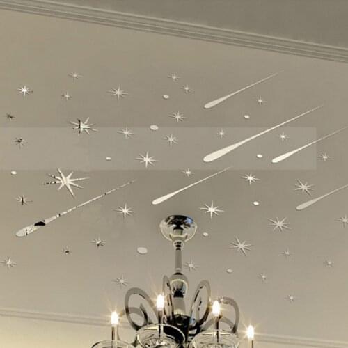 Fshion 3D Meteor Stars Universe Shooting Shiny Star Wall Sticker Reflective Wall Decals for Home Decoration Mirrors @LS