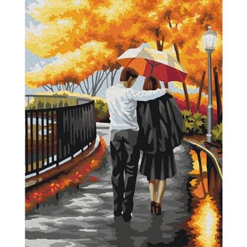 Painting By Number 50x65cm Couple Under Umbrella Figure DIY Wall Art Gift DIY Pictures By Numbers Canvas Kits Home Decoration