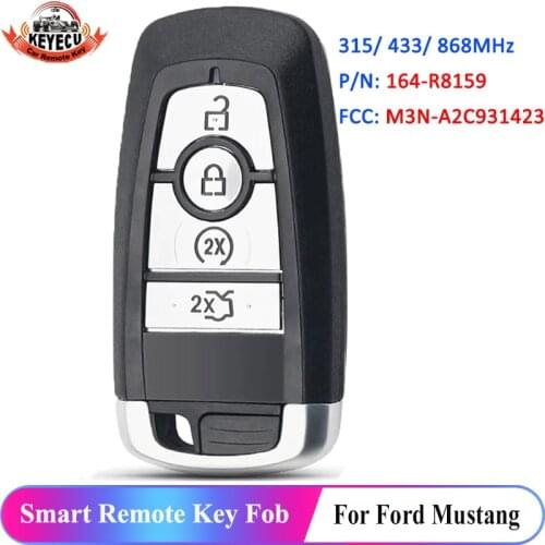 KEYECU M3N-A2C931423 164-R8159 Smart Remote Car Key Fob 4 Button 315MHz/ 433MHz/ 868MHz for Ford Mustang 2017 2018