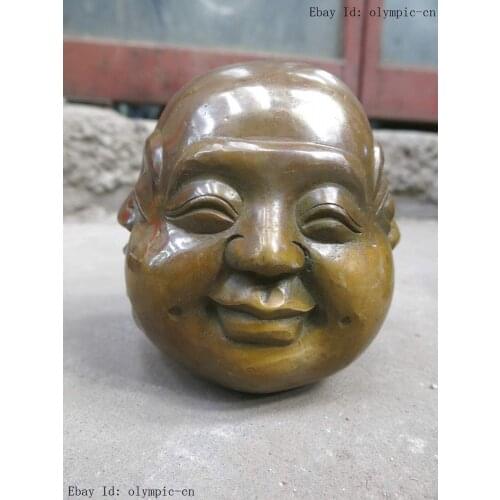 China brass copper Buddhism four face Buddha head sculpture Sculpture Statue