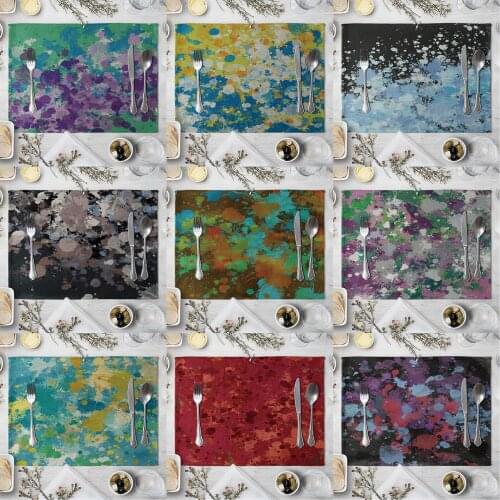 Creative Watercolor Painted Graffiti Table Mat Colorful Table Napkin Placemat Kitchen Decor Dining Accessories 40x30cm
