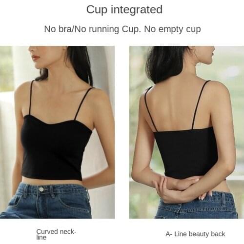 Summer Sexy Vest Beautiful Back Cotton Hanging Bag Underwear With Bra Comfortable Womens Lingerie Can Be Worn Out