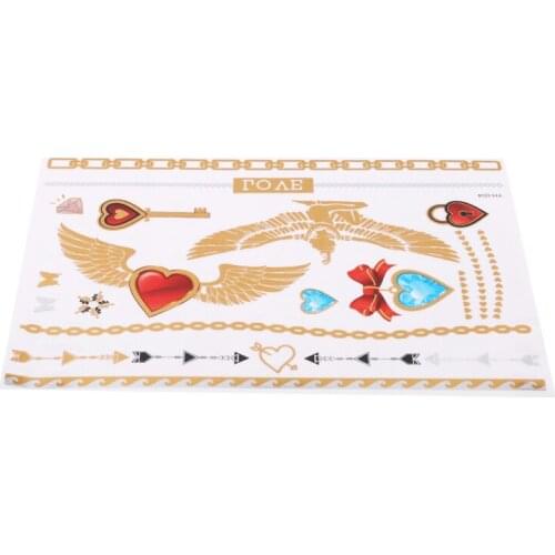 1PC Flash Metallic Waterproof Temporary Tattoo Gold Silver Tatoo Women Henna Flower Taty Design Tattoo Sticker