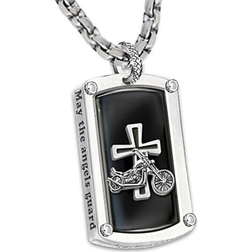 New Hot Sale Stainless Steel Mens Punk Hip Hop Pendant Necklace Motorcycle Cross Pendant Necklace Pendant