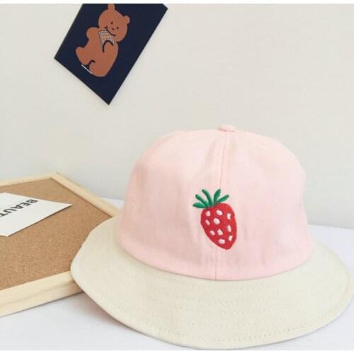 2020 new style Fruit embroidery Bucket Hat Fisherman Hat outdoor travel hat Sun Cap Hats for children boys and girls 76