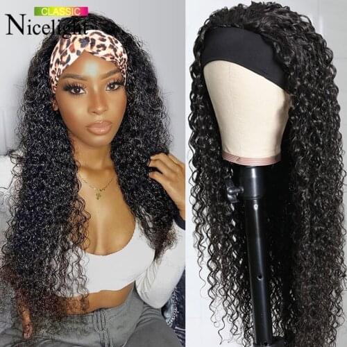 Water Wave Headband Wigs Human Hair Wig Grip Headband Nicelight Peruvian Curly Headband Wigs Glueless Remy Fit All Size Head