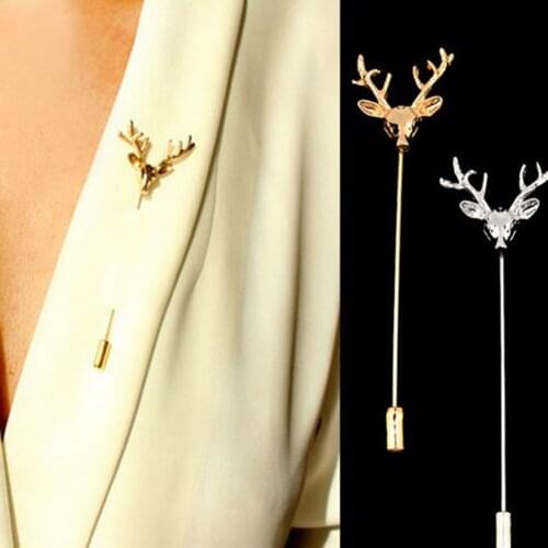 Hollow Fashion Simple Retro Deer Head safety Pins Brooch for Women Men Suit Accessory Animal Collar Brooch Pin Fine Jewelry Gift