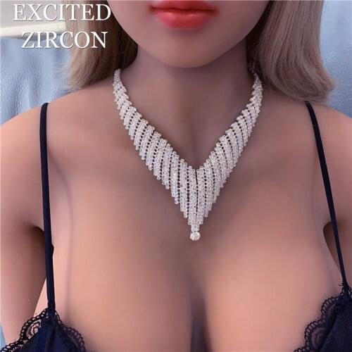 Luxury Crystal African Jewelry Sets Geometric Rhinestone Bridal Necklace Sets for Wedding Party Christmas Gifts