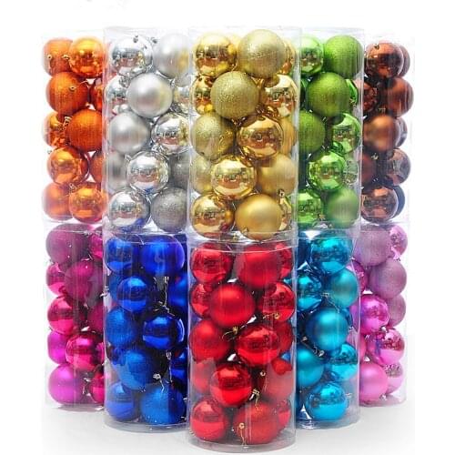 Christmas Tree Ornaments Mulitcolor Christmas Ball 4cm; 6cm Bright Color Santa Ball Ornaments 24pcs/package Free Shipping