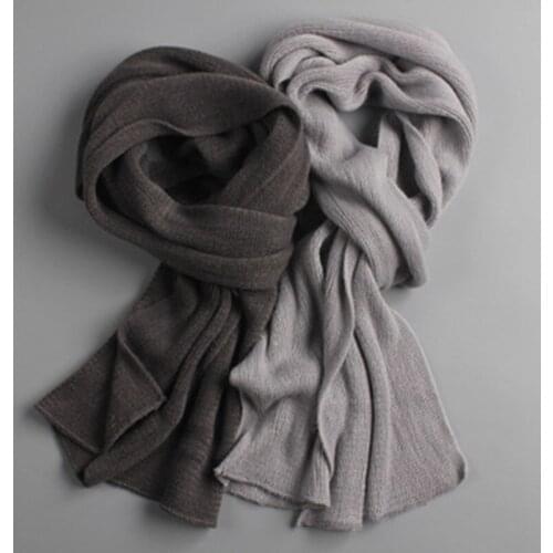 Fashion Men Wool Knit Scarf Unisex Winter Warm Thick Solid long Soft Double Cashmere scarves Female Foulard Shawls Wraps N91