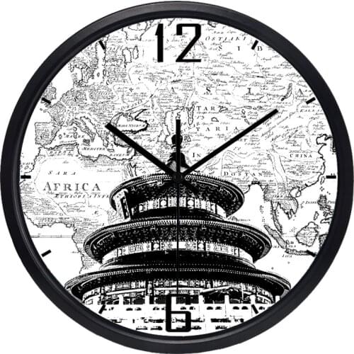 World Famous Scenic Spots Beijing Tiantan Time Metal Glass Wall clock, Hotel Chinese Decoration