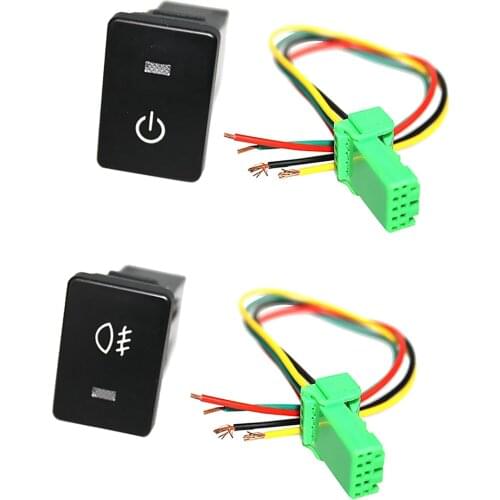 Power Switch & Fog Light On-Off Push Switch White LED For Toyota Sequoia Highlander 2008-ON