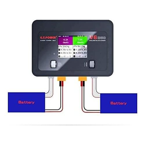 G.T.Power V6 Duo AC 200W DC 400W 2X16A Battery Charger Discharger for 1-6S Lipo Battery RC Drone Models Toys
