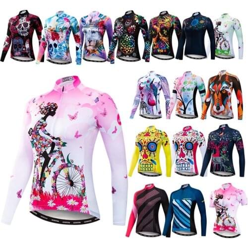 Weimostar Cycling Jersey Women Winter Long Sleeve Bike Jersey Top Pink Riding Ladies Biking Team MTB Shirts Ropa Ciclismo