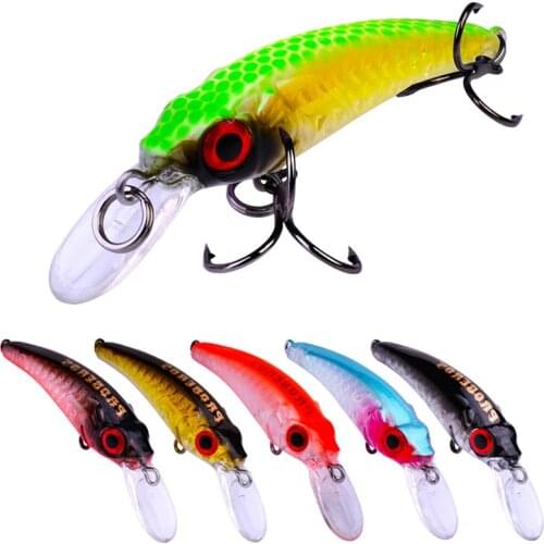 1 piece of 6cm/3.5g mini wobbler Jerkbait laser hard bait Mino crank bait hook perch fresh saltwater fishing tackle sink bait