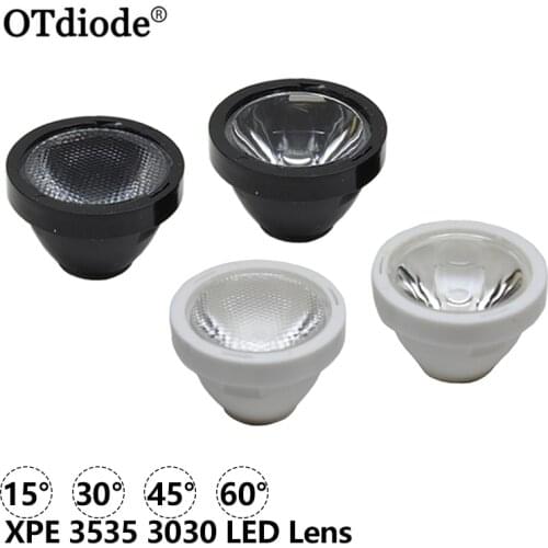 10PCS 23.5mm LED Lens 15 30 45 60 Degree Black White Holder For Cree XPE XPG XTE Or 3535 3030 High Power LED Light