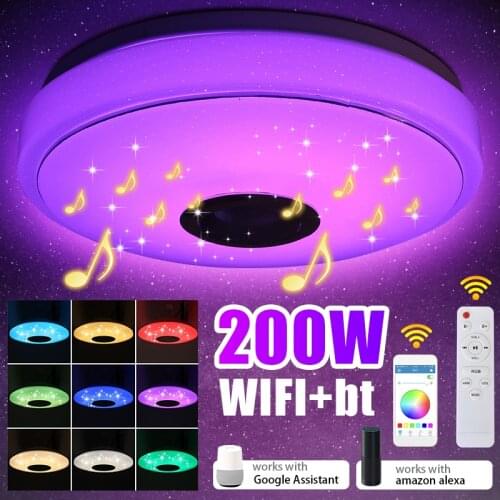 200W WiFi RGB Dimmable LED Ceiling Light Home Lighting APP bluetooth Music Light Bedroom Smart Ceiling Lamp With Remote Control