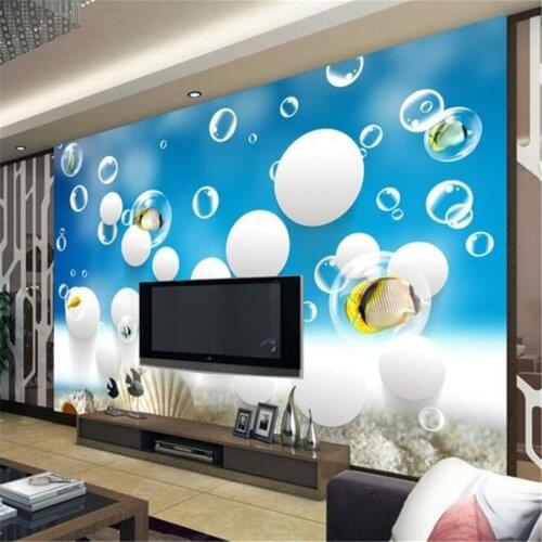 Beibehang Custom 3D stereo wallpap papel de parede underwater world ocean fish theme childrens room TV background wall paper