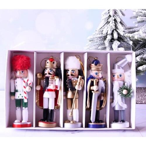 5pcs Christmas Nutcracker Puppet Decors Indoor Scene Decor Xmas Puppet Decors
