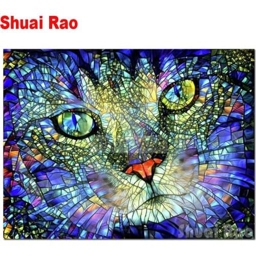 5D DIY Diamond painting cat face handmake Embroidery Mosaic Cross Stitch Full Square/round drill cartoon animal home gift