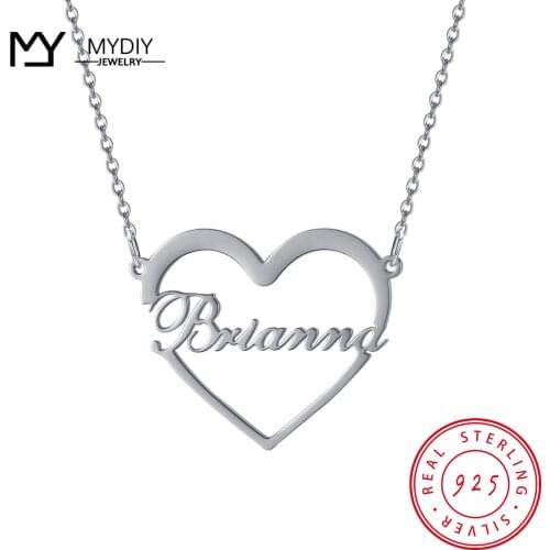 925 Sterling Silver Love Name Custom Text Custom Couple Name Necklace Simple Pendant Personalized Best Gift For Girlfriend