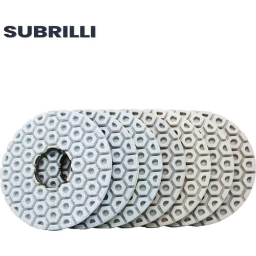SUBRILLI 7PCS/SET 5 Inch Diamond Polishing Pads 125mm Polishing Pad For Granite Marble Concrete Floor Grinding Discs