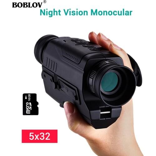 Boblov 5x32 Infrared Night Vision Portable Monocular Digital Scope Telescope Security Camera For Outdoor Hunting 16GB DVR Device