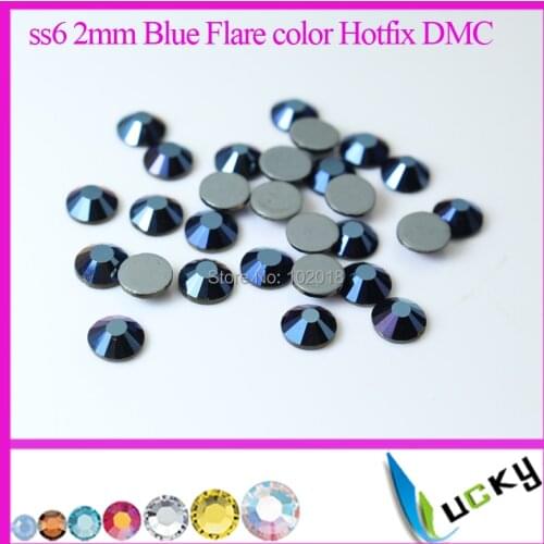 Blue hematite color Glue on Strass Copy Sw 2038 Hotfix Rhinestones 1440pcs 6ss FlatBack Crystals For Dress Motif Freeshipping