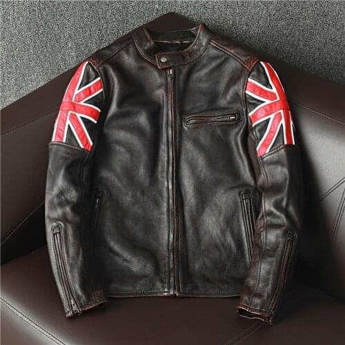YR!Free shipping.2021 brand new vintage brown motor rider cowhide coat.quality cool slim biker leather clothes.sales
